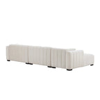 Sofá modular tapizado en terciopelo con capitoné y chaise longue izquierda