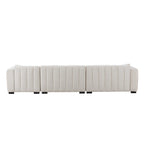 Sofá modular tapizado en terciopelo con capitoné y chaise longue izquierda
