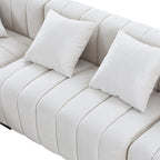 Sofá modular tapizado en terciopelo con capitoné y chaise longue izquierda