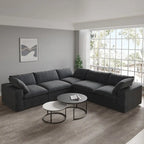 Sofá Seccional Modular Convertible, Sofá Esquinero de 5 Plazas con Almohadas, 2 Sofás Minimalistas de 120,45 para Sala de Estar