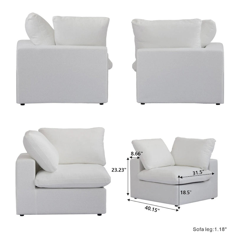 Sofá Seccional Modular Convertible, Sofá Esquinero de 5 Plazas con Almohadas, 2 Sofás Minimalistas de 120,45 para Sala de Estar