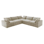 Sofá Seccional Modular Convertible, Sofá Esquinero de 5 Plazas con Almohadas, 2 Sofás Minimalistas de 120,45 para Sala de Estar