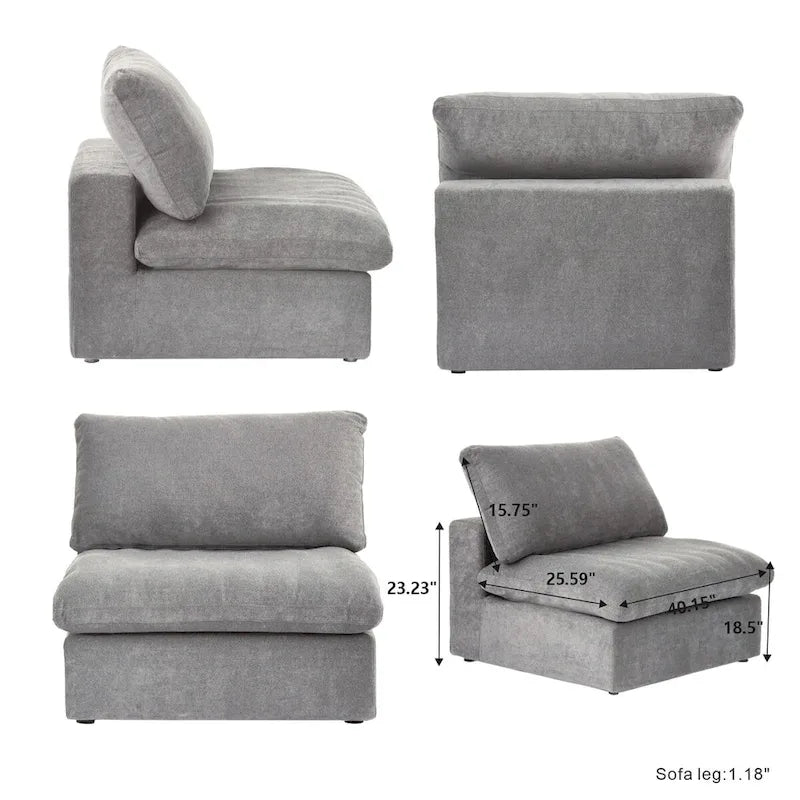 Sofá Seccional Modular Convertible, Sofá Esquinero de 5 Plazas con Almohadas, 2 Sofás Minimalistas de 120,45 para Sala de Estar