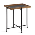 Mesa auxiliar de madera y hierro - 19.75x13.5x23.25