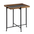 Mesa auxiliar de madera y hierro - 19.75x13.5x23.25