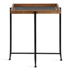 Mesa auxiliar de madera y hierro - 19.75x13.5x23.25
