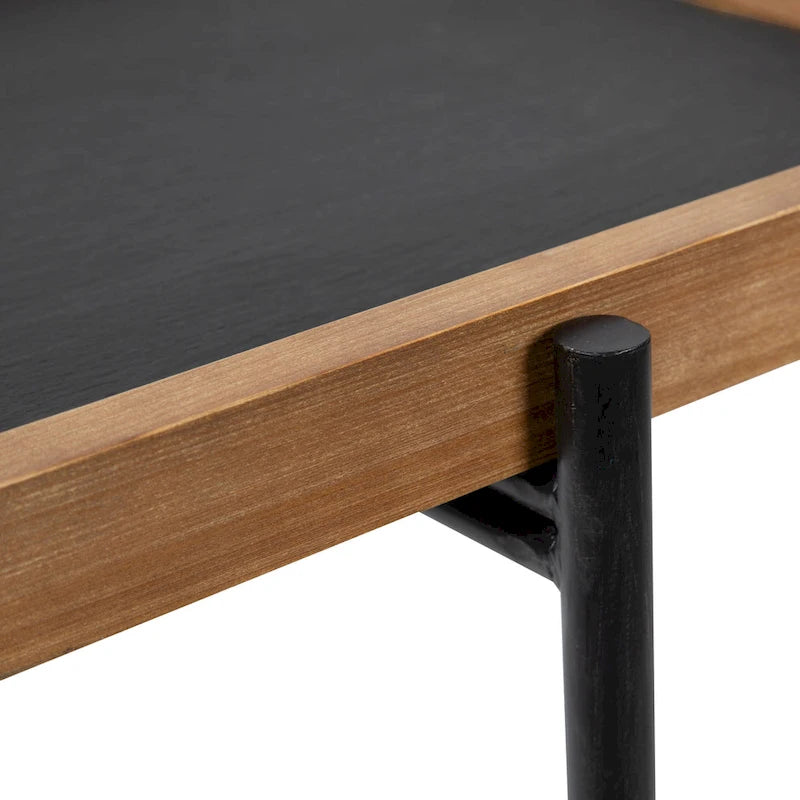 Mesa auxiliar de madera y hierro - 19.75x13.5x23.25
