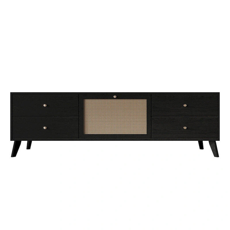 Mueble TV Consola Negro Moderno de Mediados de Siglo