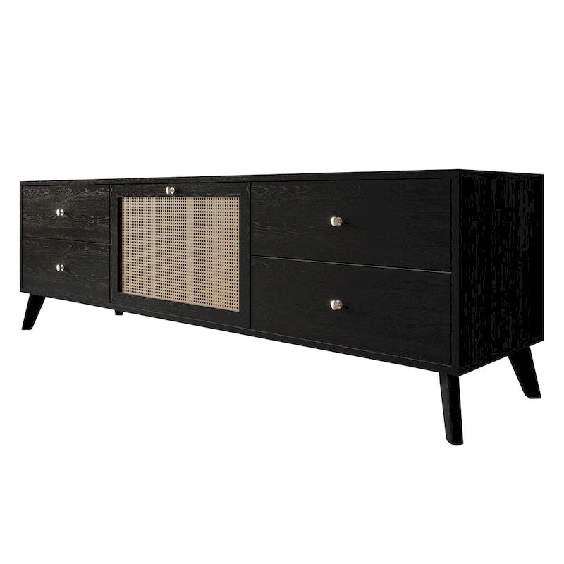 Mueble TV Consola Negro Moderno de Mediados de Siglo