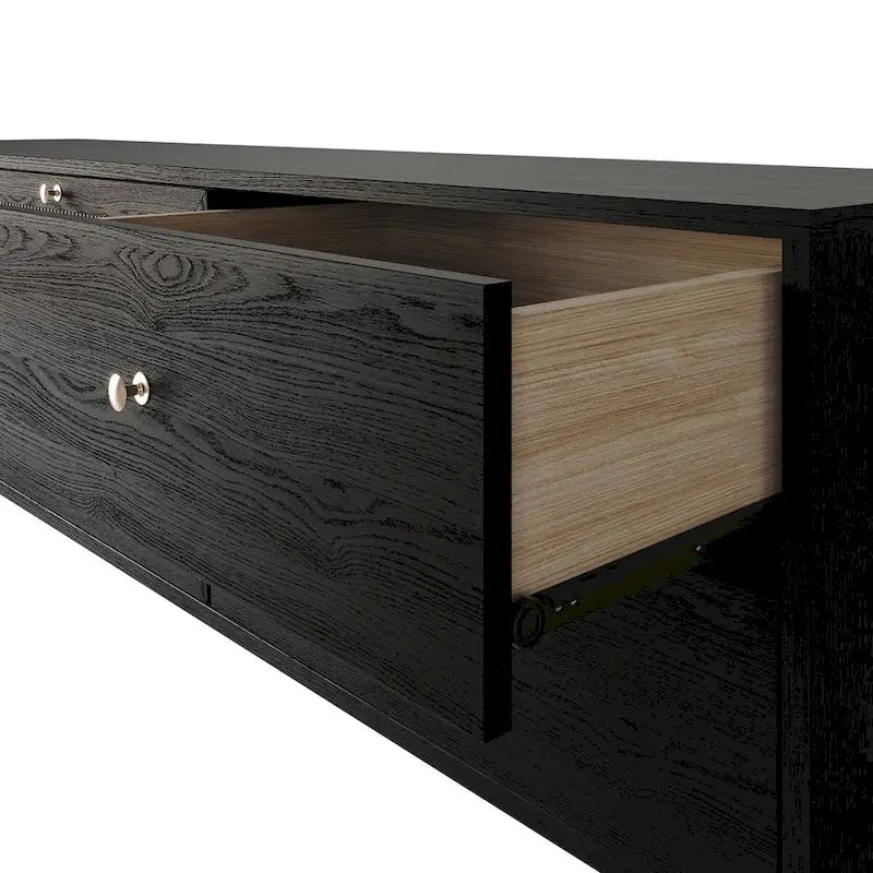 Mueble TV Consola Negro Moderno de Mediados de Siglo