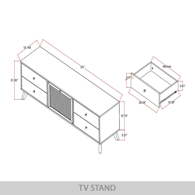 Mueble TV Consola Negro Moderno de Mediados de Siglo