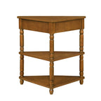Mesa auxiliar esquinera triangular de madera para sala de estar en espacios pequeños