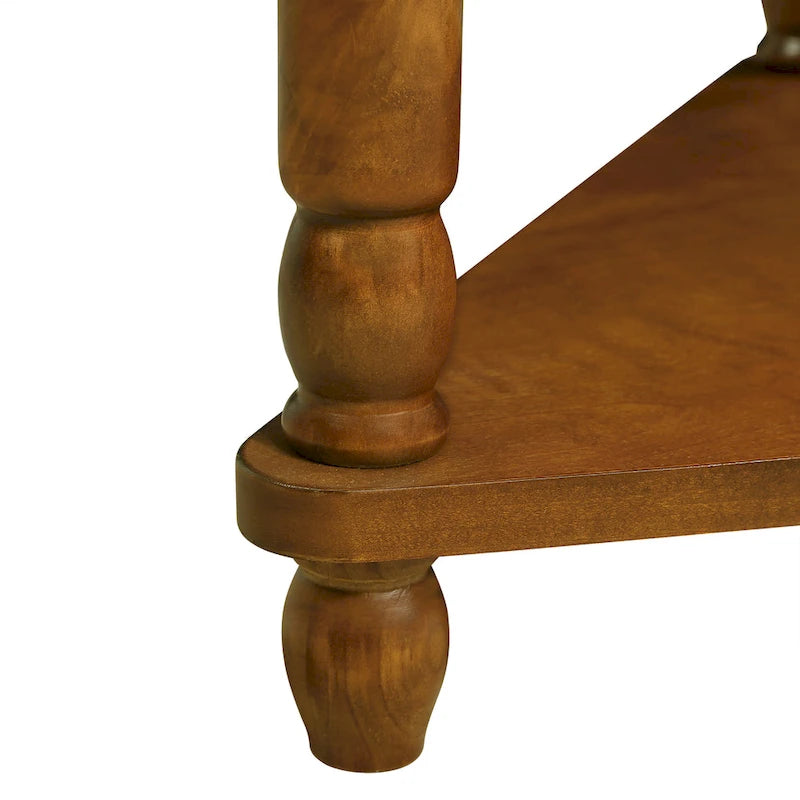 Mesa auxiliar esquinera triangular de madera para sala de estar en espacios pequeños