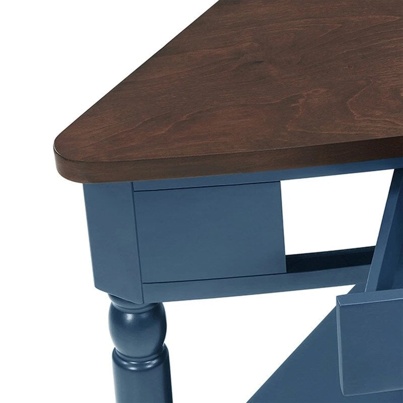 Mesa auxiliar esquinera triangular de madera para sala de estar en espacios pequeños