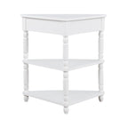 Mesa auxiliar esquinera triangular de madera para sala de estar en espacios pequeños