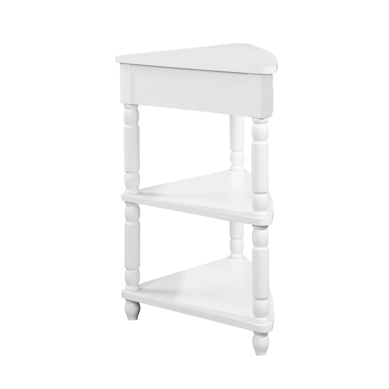 Mesa auxiliar esquinera triangular de madera para sala de estar en espacios pequeños