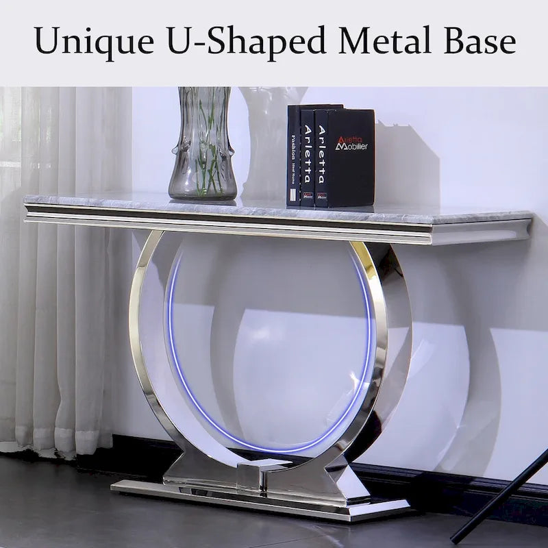 Mesa consola rectangular de 50 pulgadas con base circular