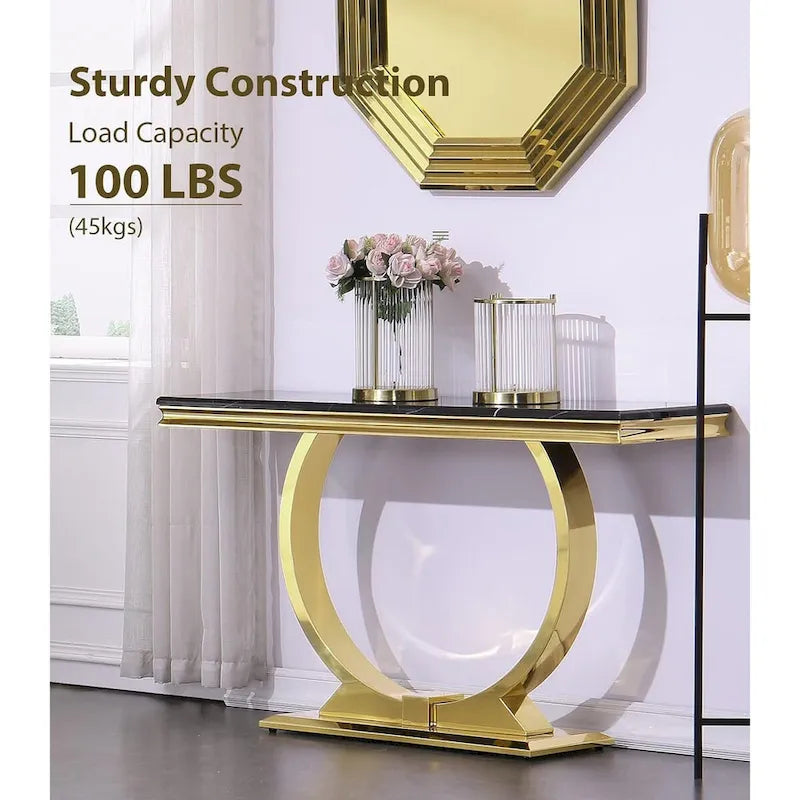 Mesa consola rectangular de 50 pulgadas con base circular