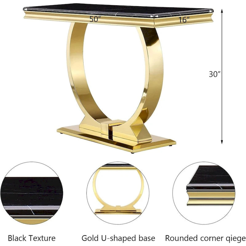 Mesa consola rectangular de 50 pulgadas con base circular