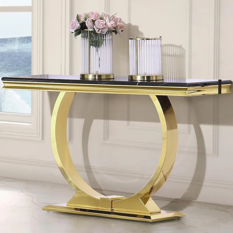 Mesa consola rectangular de 50 pulgadas con base circular