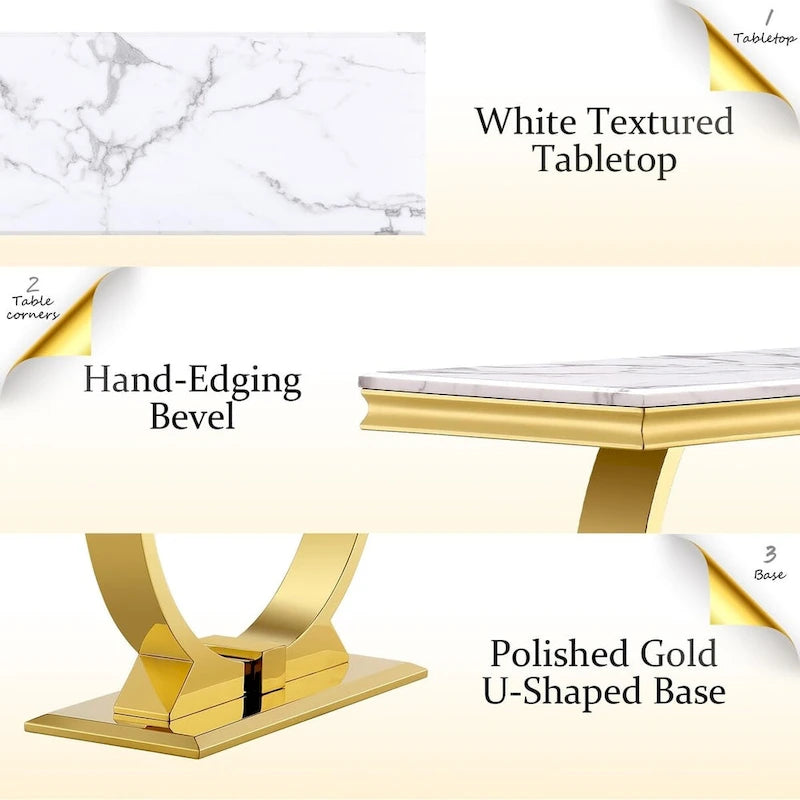 Mesa consola rectangular de 50 pulgadas con base circular