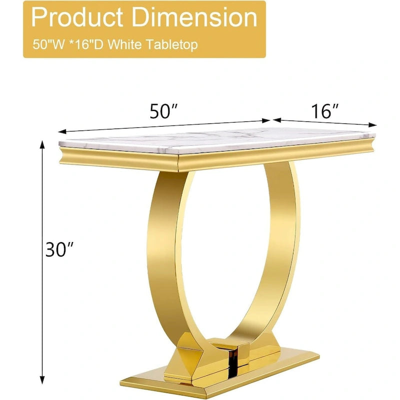 Mesa consola rectangular de 50 pulgadas con base circular