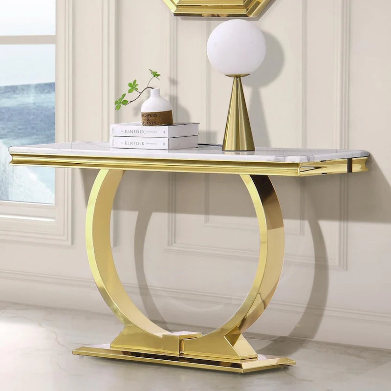 Mesa consola rectangular de 50 pulgadas con base circular