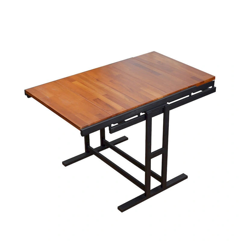 Mesa de Comedor Convertible Multifunción de Madera de Tamaño Mediano, Mesa de Comedor de Transición y Estante para el Hogar y la Cocina, Cambio Libre