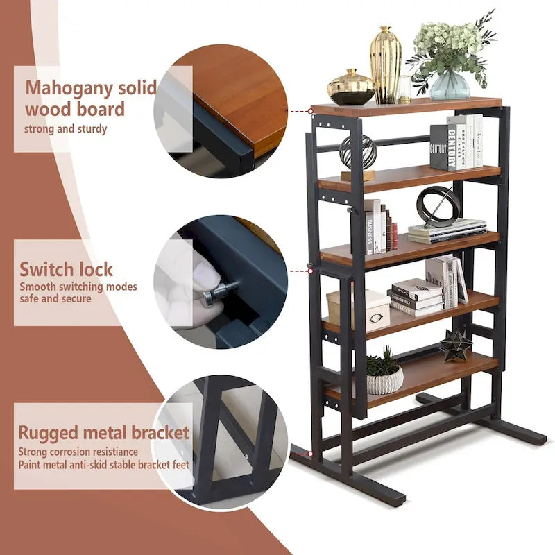 Mesa de Comedor Convertible Multifunción de Madera de Tamaño Mediano, Mesa de Comedor de Transición y Estante para el Hogar y la Cocina, Cambio Libre