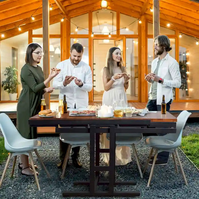 Mesa de Comedor Convertible Multifunción de Madera de Tamaño Mediano, Mesa de Comedor de Transición y Estante para el Hogar y la Cocina, Cambio Libre