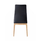 Silla auxiliar (paquete de 2), cuero negro y acabado de nogal