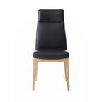 Silla auxiliar (paquete de 2), cuero negro y acabado de nogal
