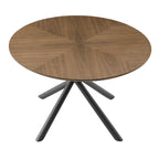 Mesa de comedor redonda de nogal negro con pata en cruz para cocina, comedor
