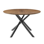 Mesa de comedor redonda de nogal negro con pata en cruz para cocina, comedor