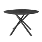 Mesa de comedor redonda de nogal negro con pata en cruz para cocina, comedor