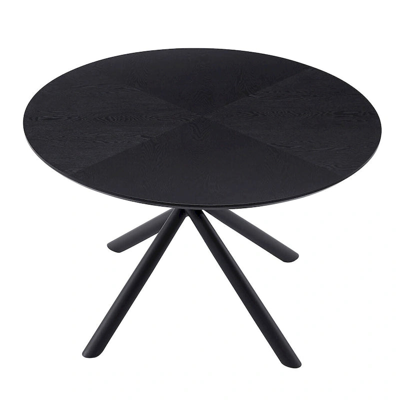Mesa de comedor redonda de nogal negro con pata en cruz para cocina, comedor
