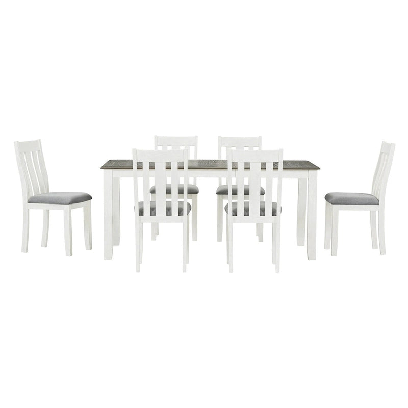 Juego de comedor de 7 piezas estilo retro con mesa extensible y 6 sillas tapizadas