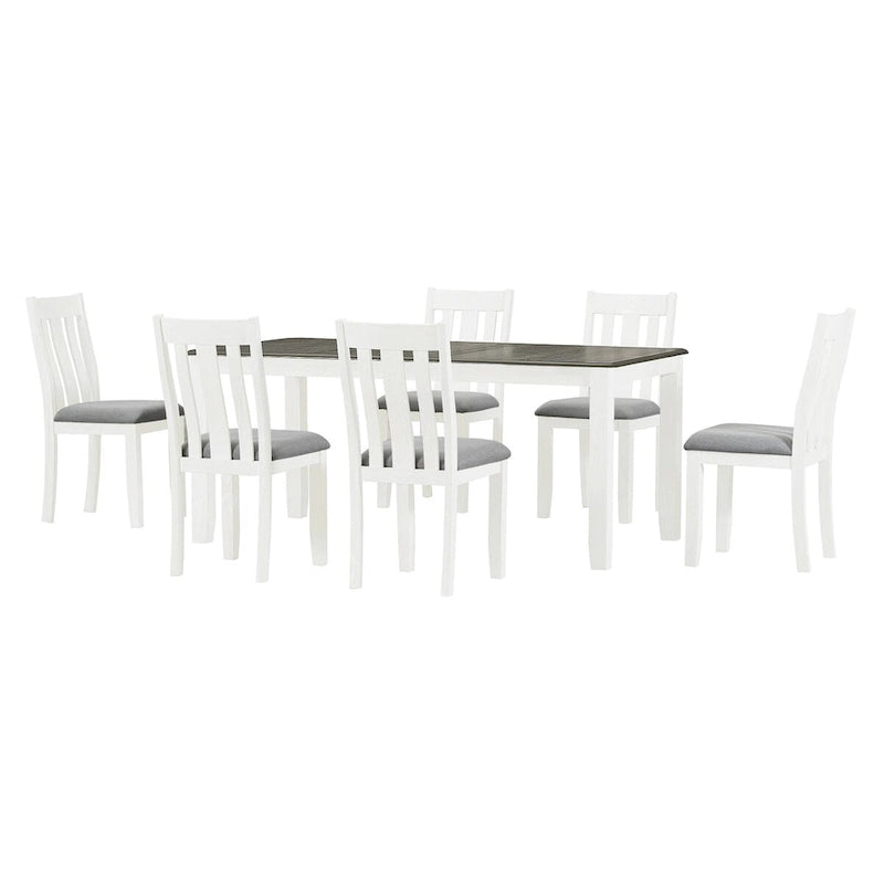 Juego de comedor de 7 piezas estilo retro con mesa extensible y 6 sillas tapizadas
