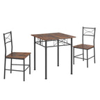 Mesa de comedor pequeña cuadrada de 3 piezas marrón para desayunador