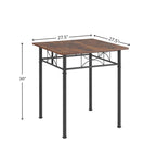 Mesa de comedor pequeña cuadrada de 3 piezas marrón para desayunador