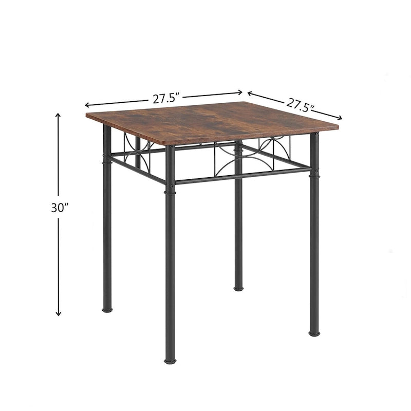 Mesa de comedor pequeña cuadrada de 3 piezas marrón para desayunador