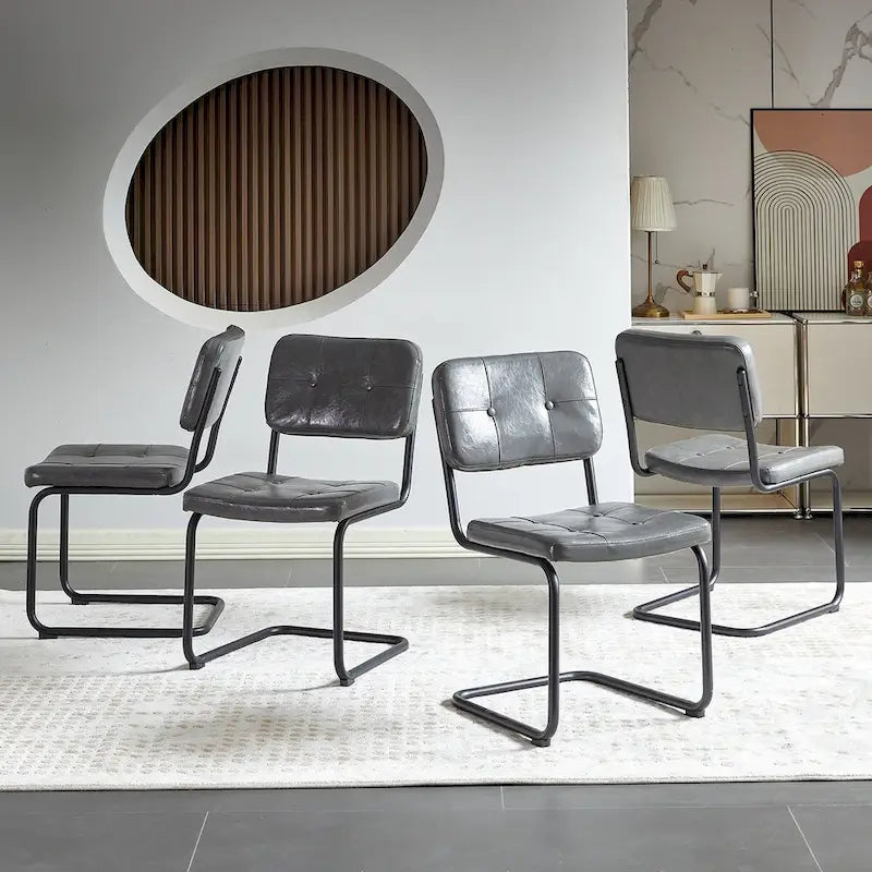 Silla de comedor moderna y sencilla de cuero con tubo metálico