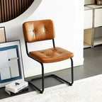 Silla de comedor moderna y sencilla de cuero con tubo metálico