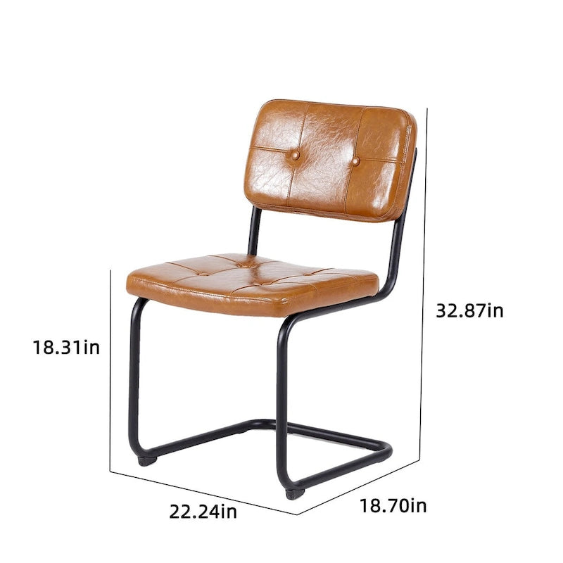 Silla de comedor moderna y sencilla de cuero con tubo metálico
