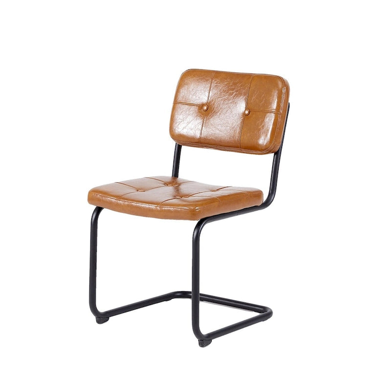 Silla de comedor moderna y sencilla de cuero con tubo metálico