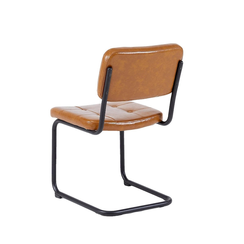 Silla de comedor moderna y sencilla de cuero con tubo metálico