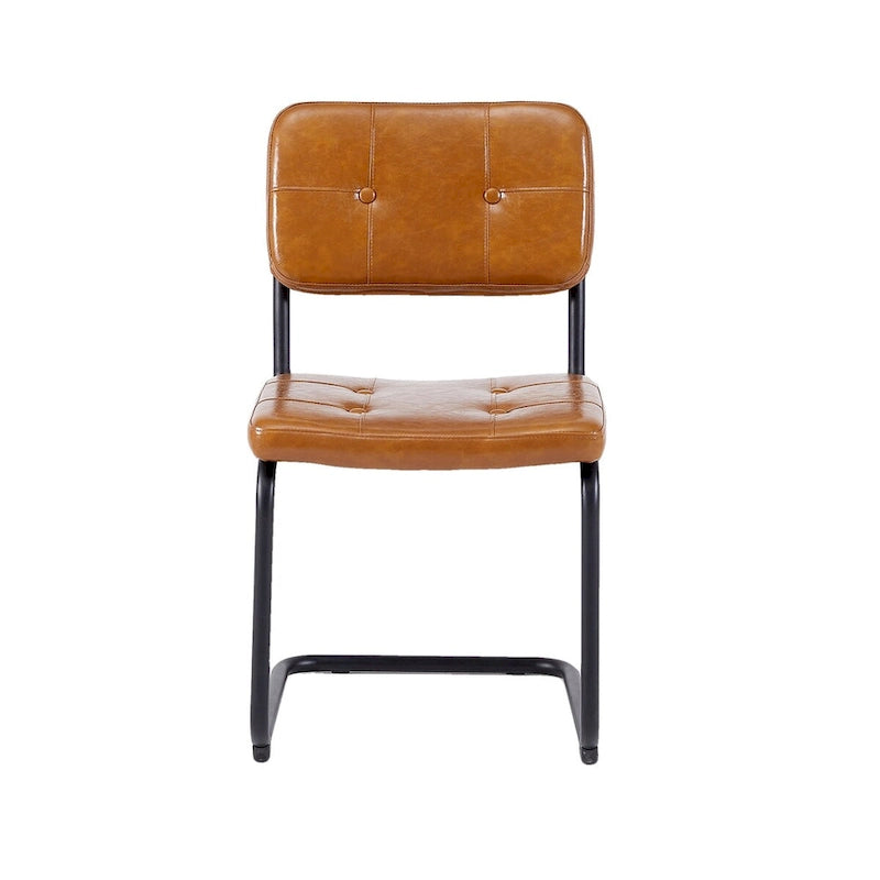 Silla de comedor moderna y sencilla de cuero con tubo metálico