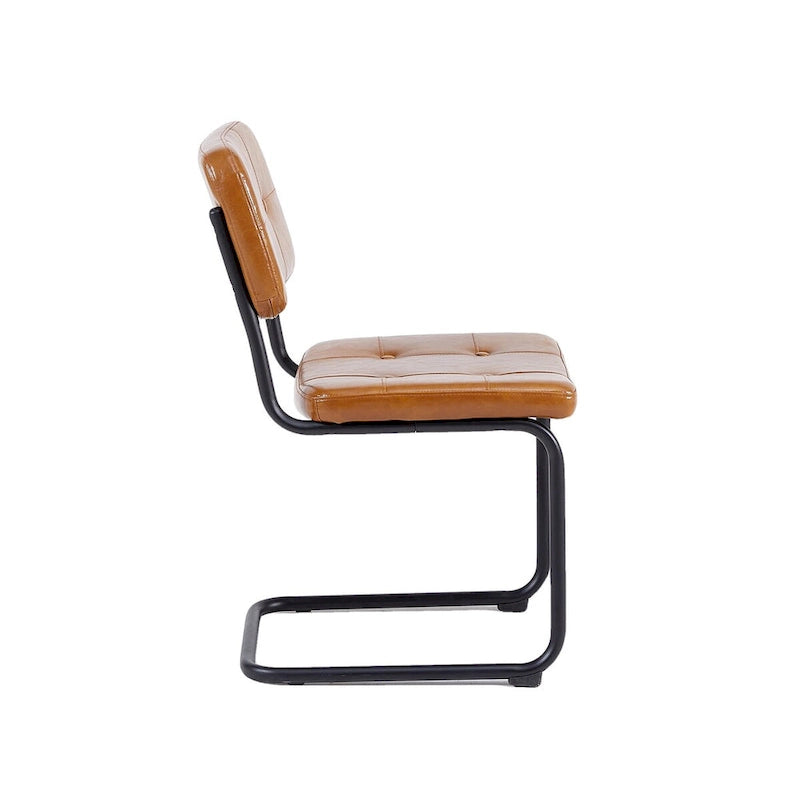 Silla de comedor moderna y sencilla de cuero con tubo metálico