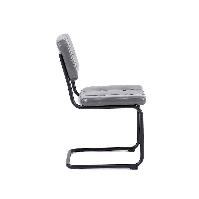 Silla de comedor moderna y sencilla de cuero con tubo metálico