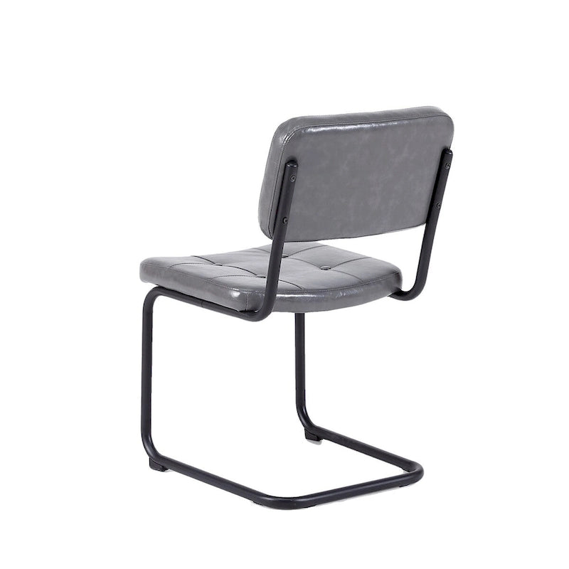 Silla de comedor moderna y sencilla de cuero con tubo metálico